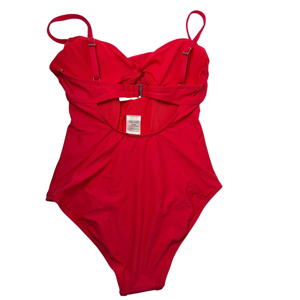 DKNY Womens Pink Fucsia Wrap Front Keyhole One Piece Swimsuit  UPF 40+ - Picture 3 of 7